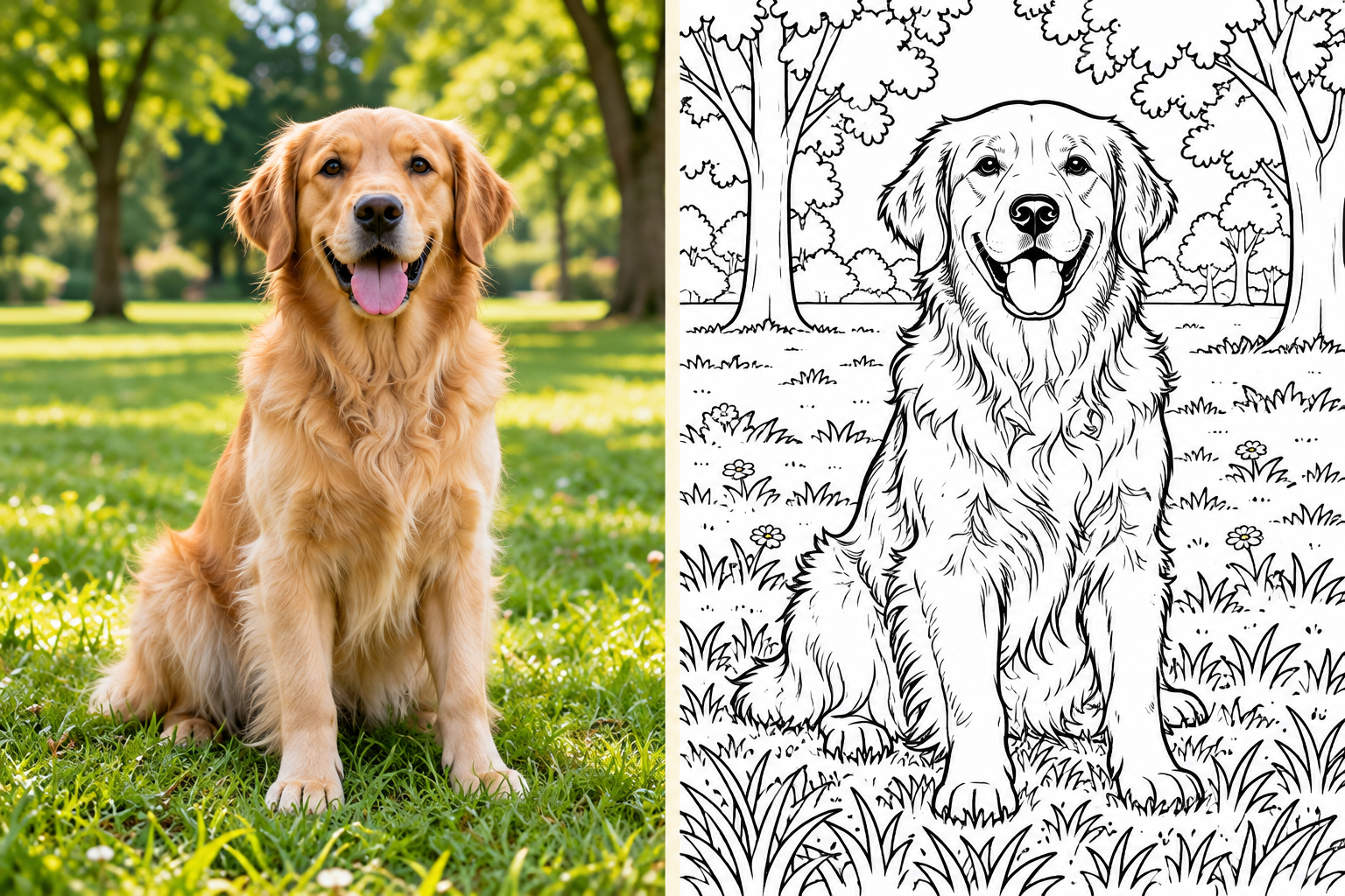 Another example spread from a personalised photo colouring book